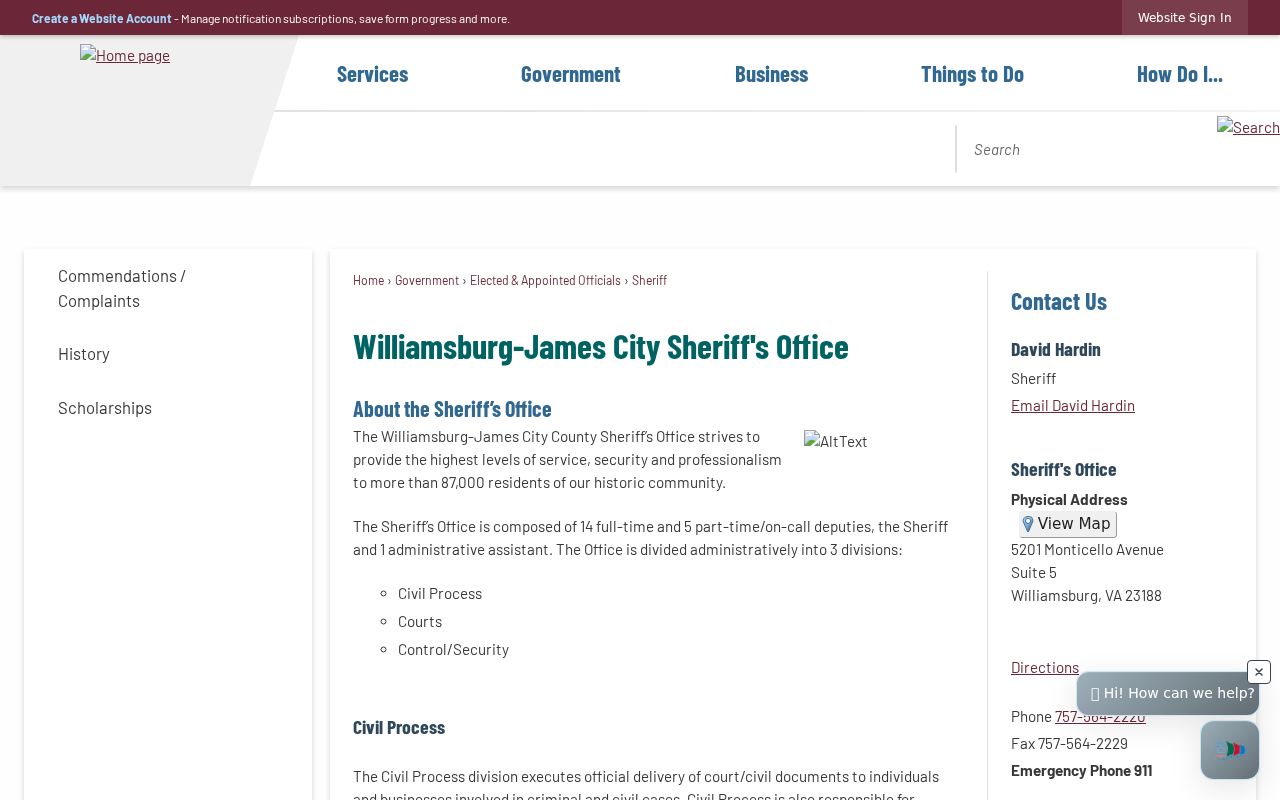 James City County warrant records and sheriff court-service information