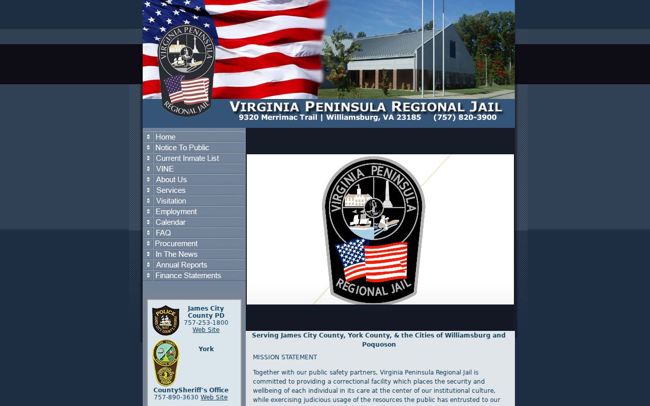 James City County arrest warrant and regional jail information